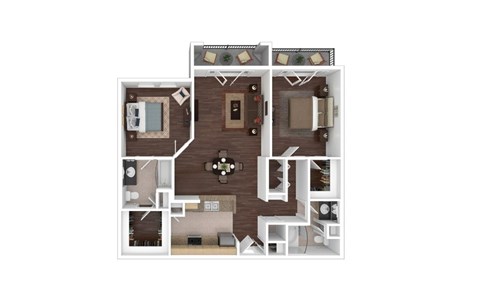Floor plan for 2 beds, 2 baths, 1264 sqft